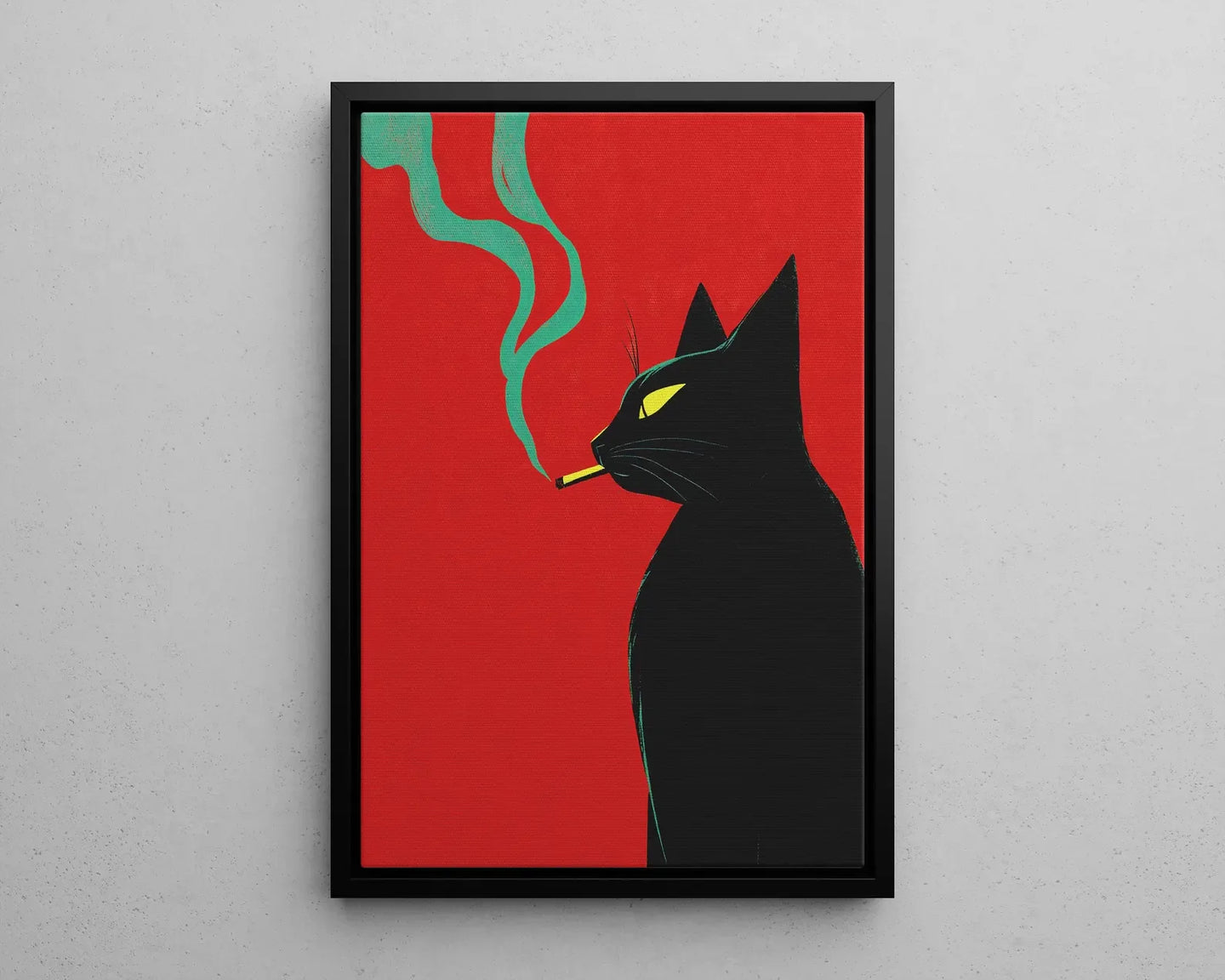 Vintage Black Cat Smoking Art Print