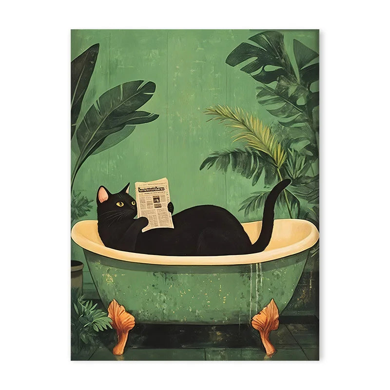 Funny Cat Bathroom Art Print