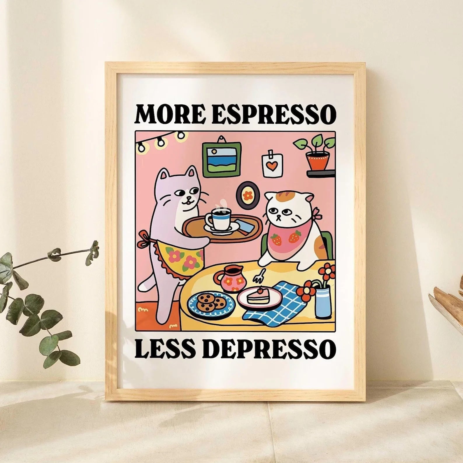 Espresso Cat Coffee Art Print