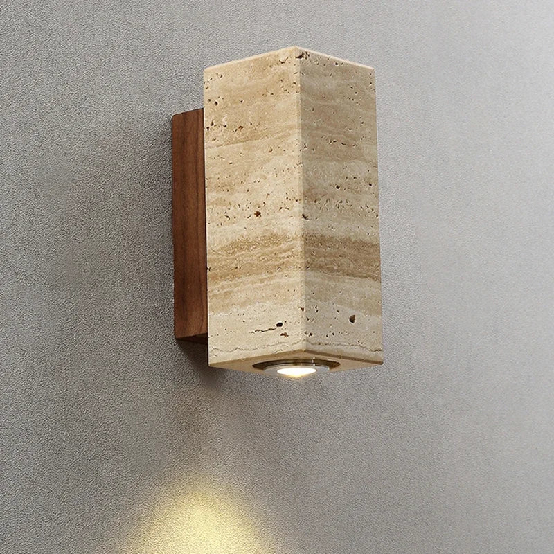Yellow Travertine LED Wall Sconce