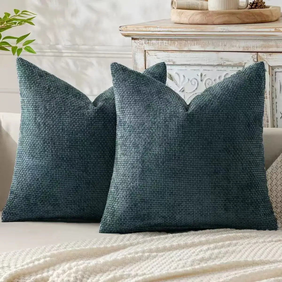 Chenille Knitted Throw Pillow Cover Set