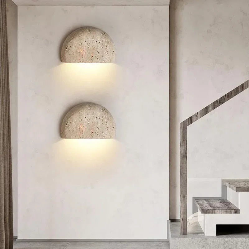 Rustic Stone Wabi-Sabi Wall Sconce