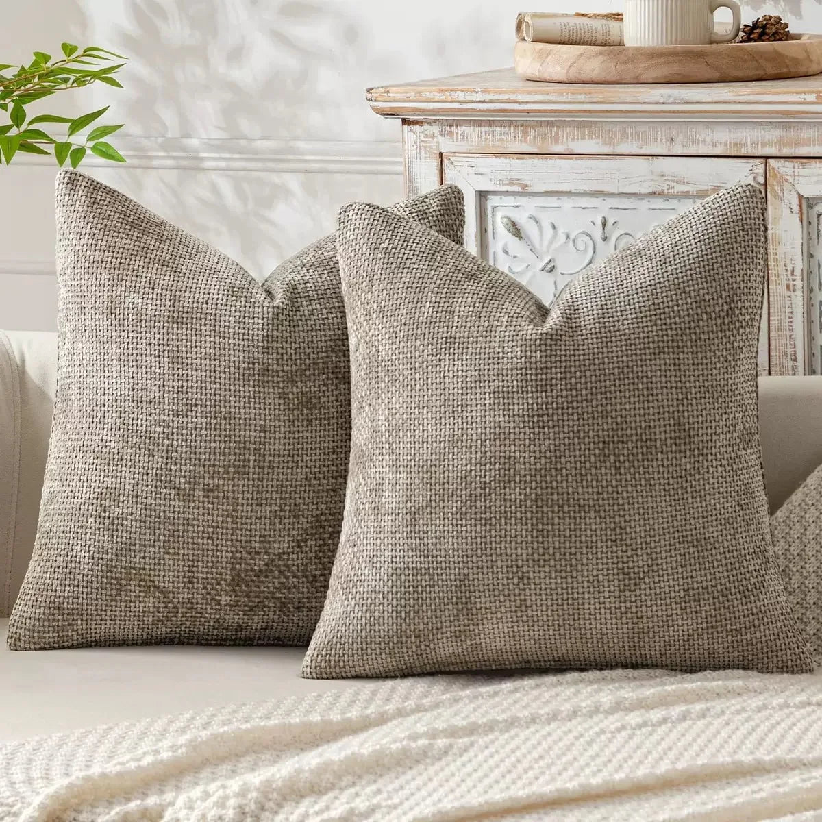 Chenille Knitted Throw Pillow Cover Set