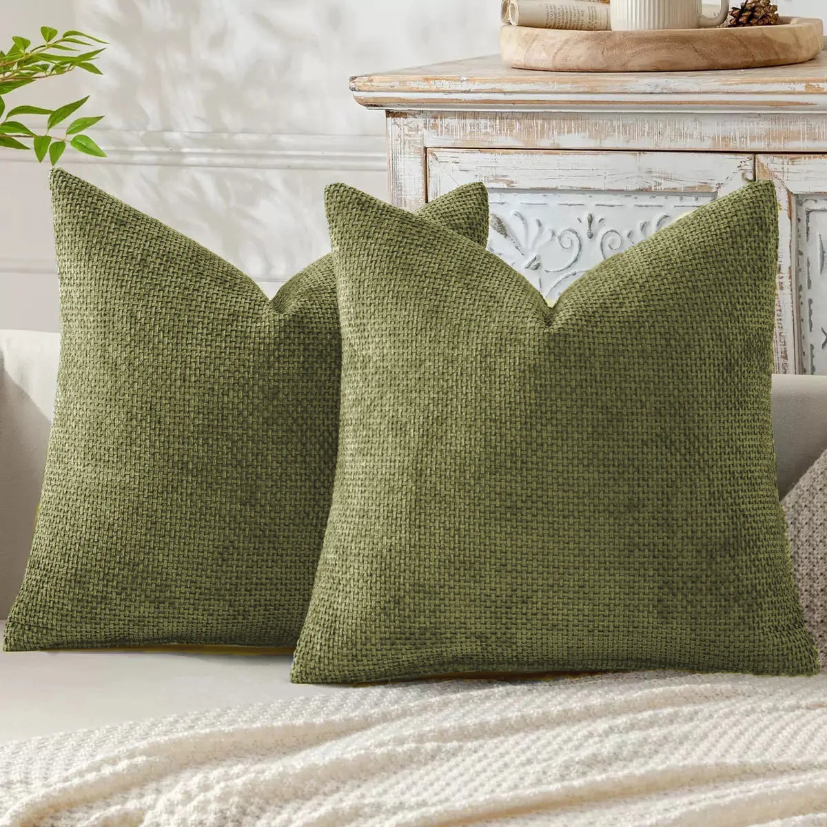 Chenille Knitted Throw Pillow Cover Set