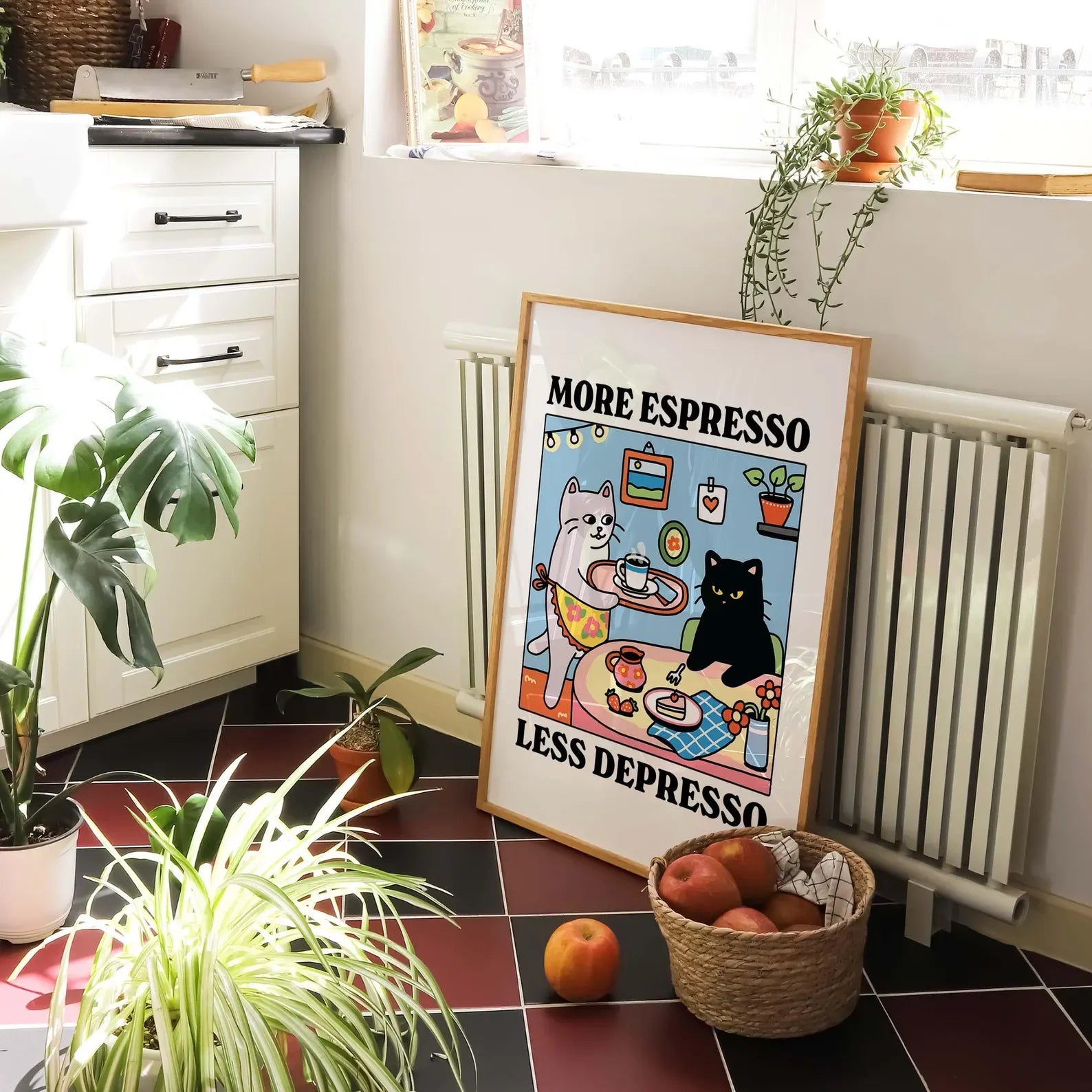 Espresso Cat Coffee Art Print