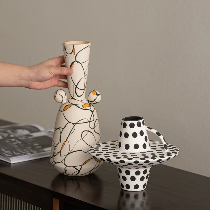 Modern Line Striped Ceramic Vase