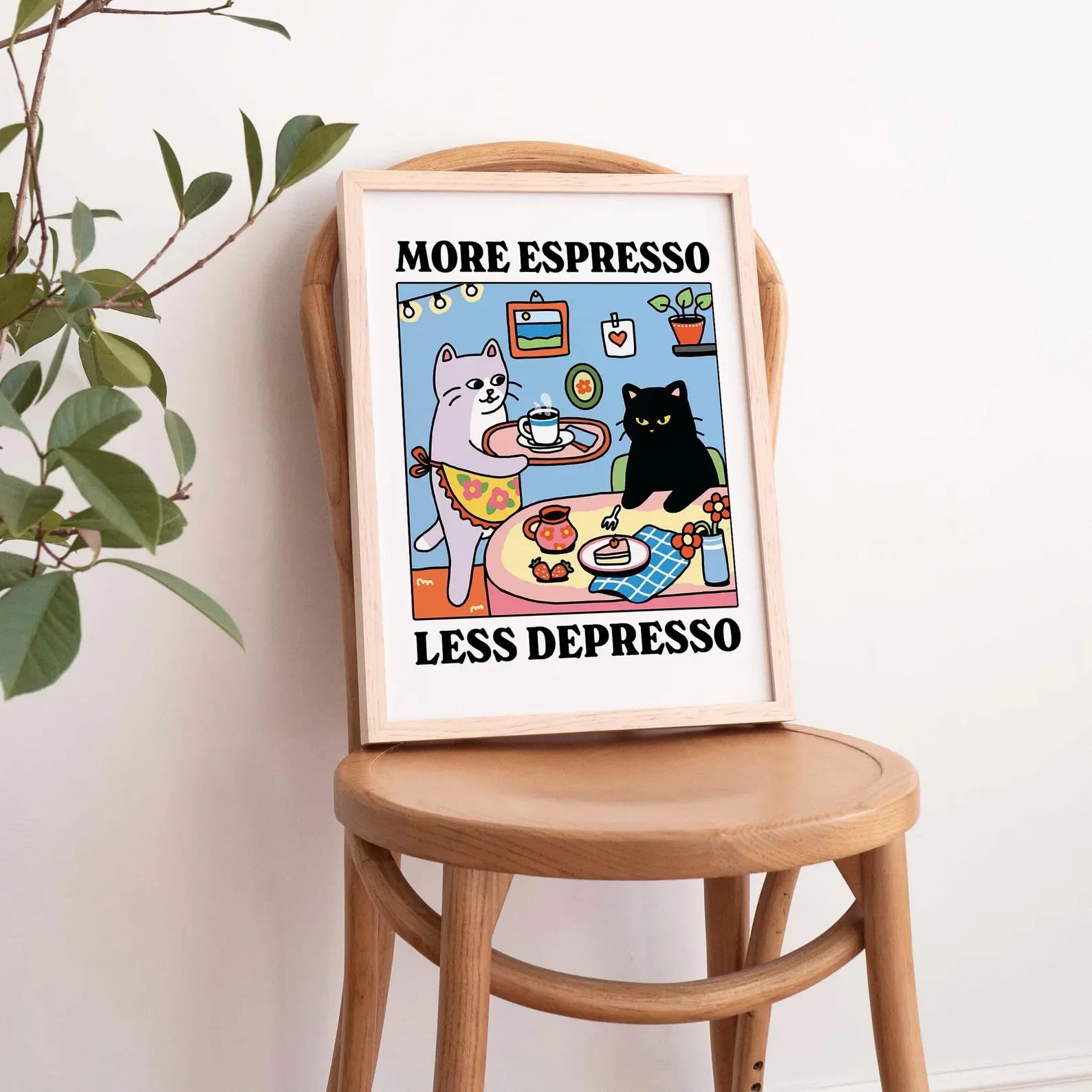 Espresso Cat Coffee Art Print