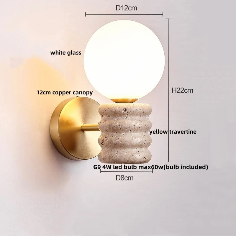 Travertine Pull Chain Wall Sconce