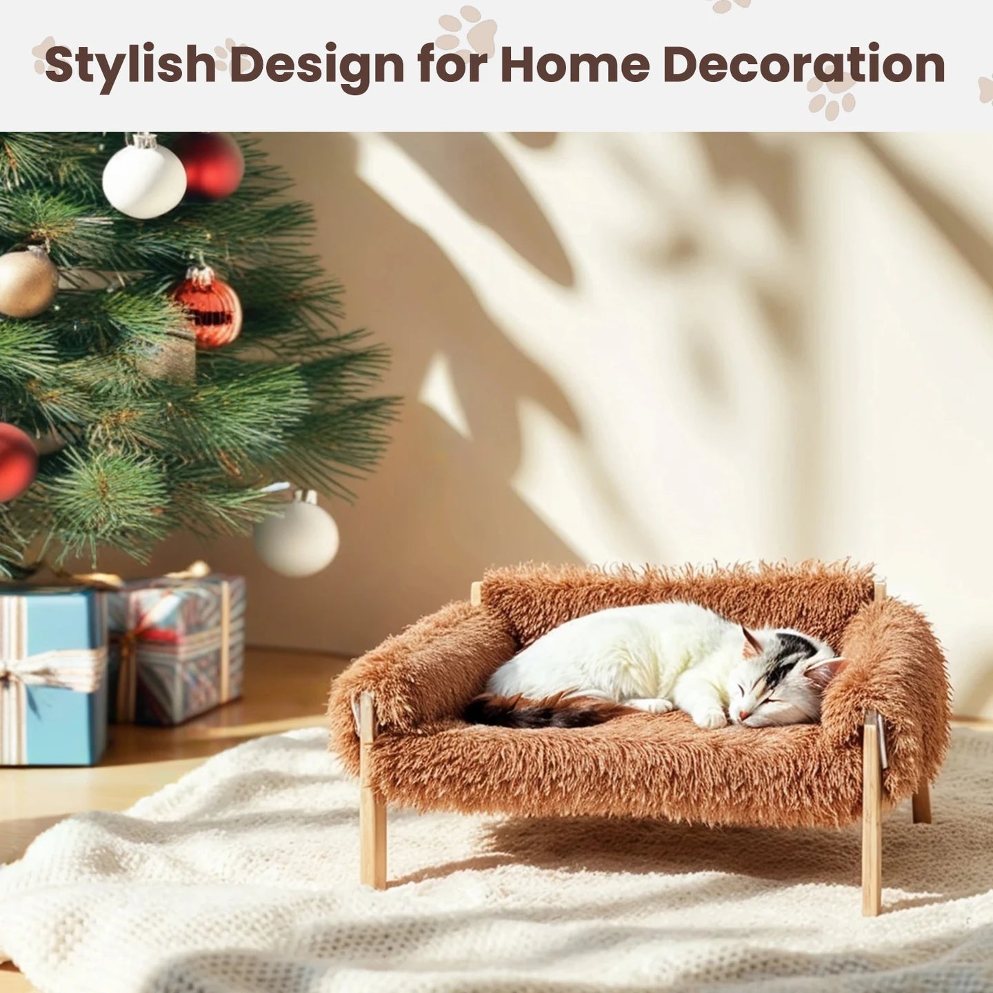 Raised Wooden Leg Cat Sofa Bed