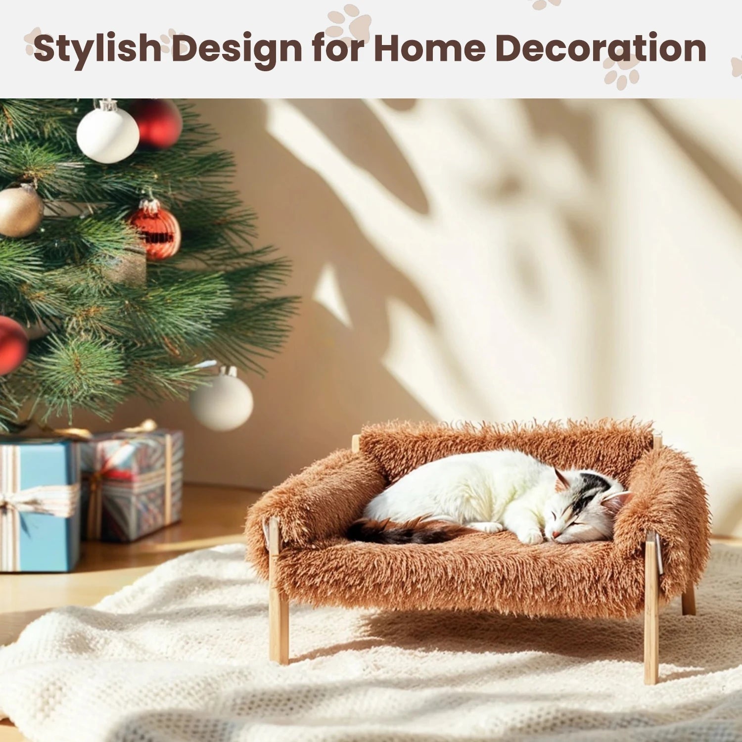 Raised Wooden Leg Cat Sofa Bed