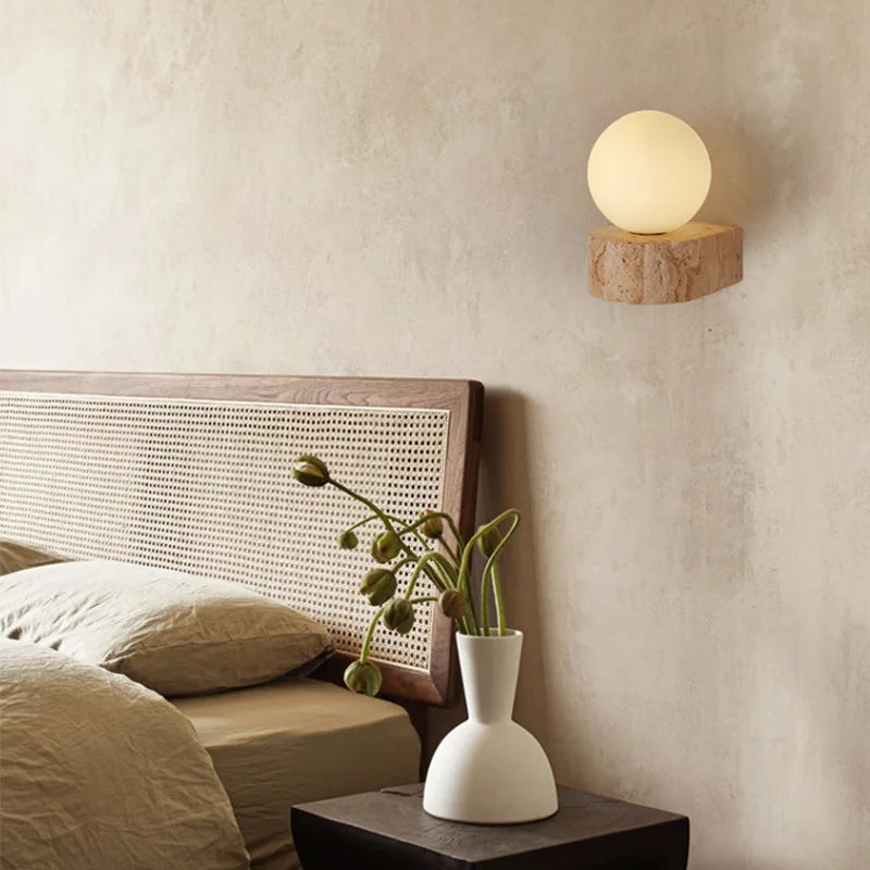 Japanese Wabi-Sabi Travertine Sconce