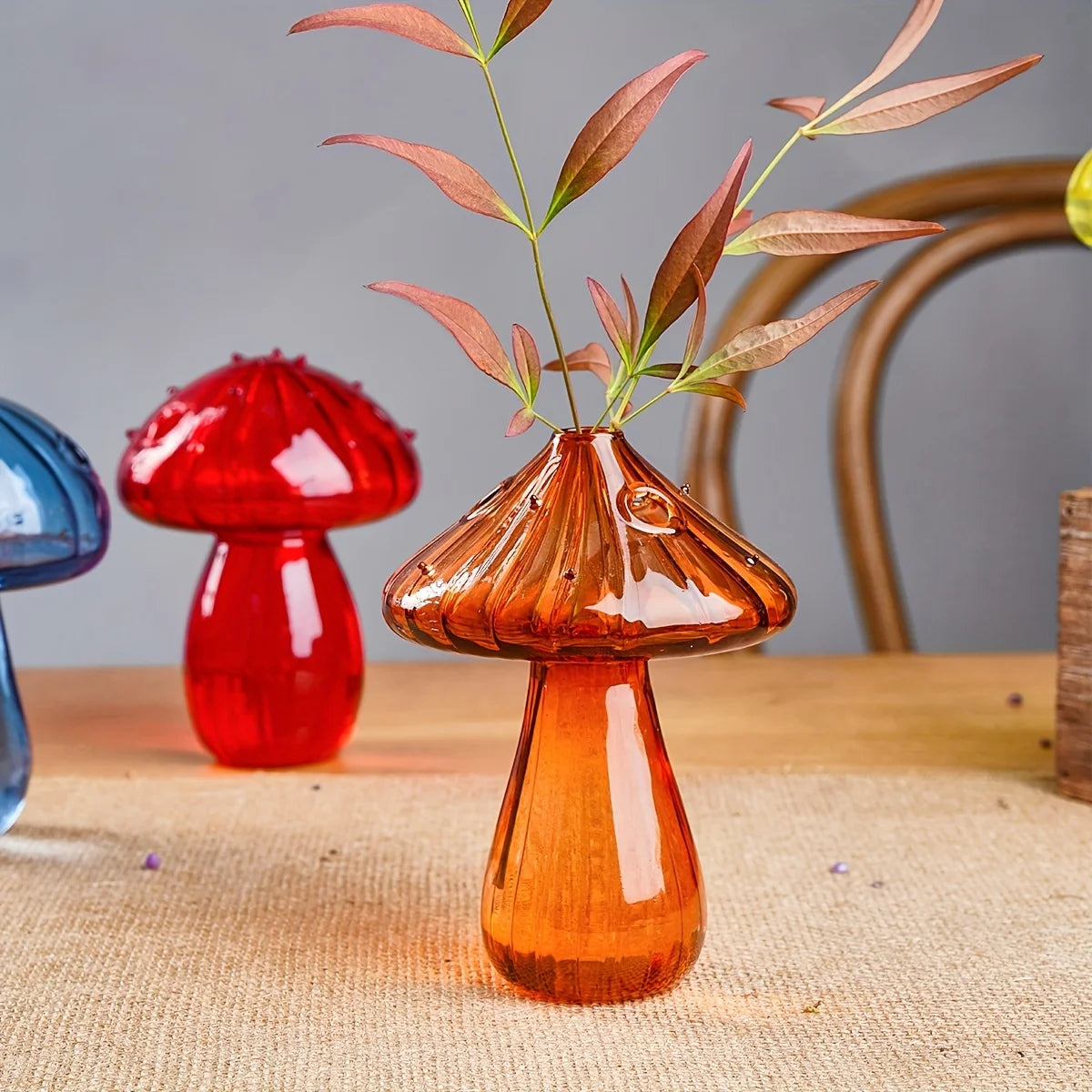 Colorful Mushroom Glass Vase