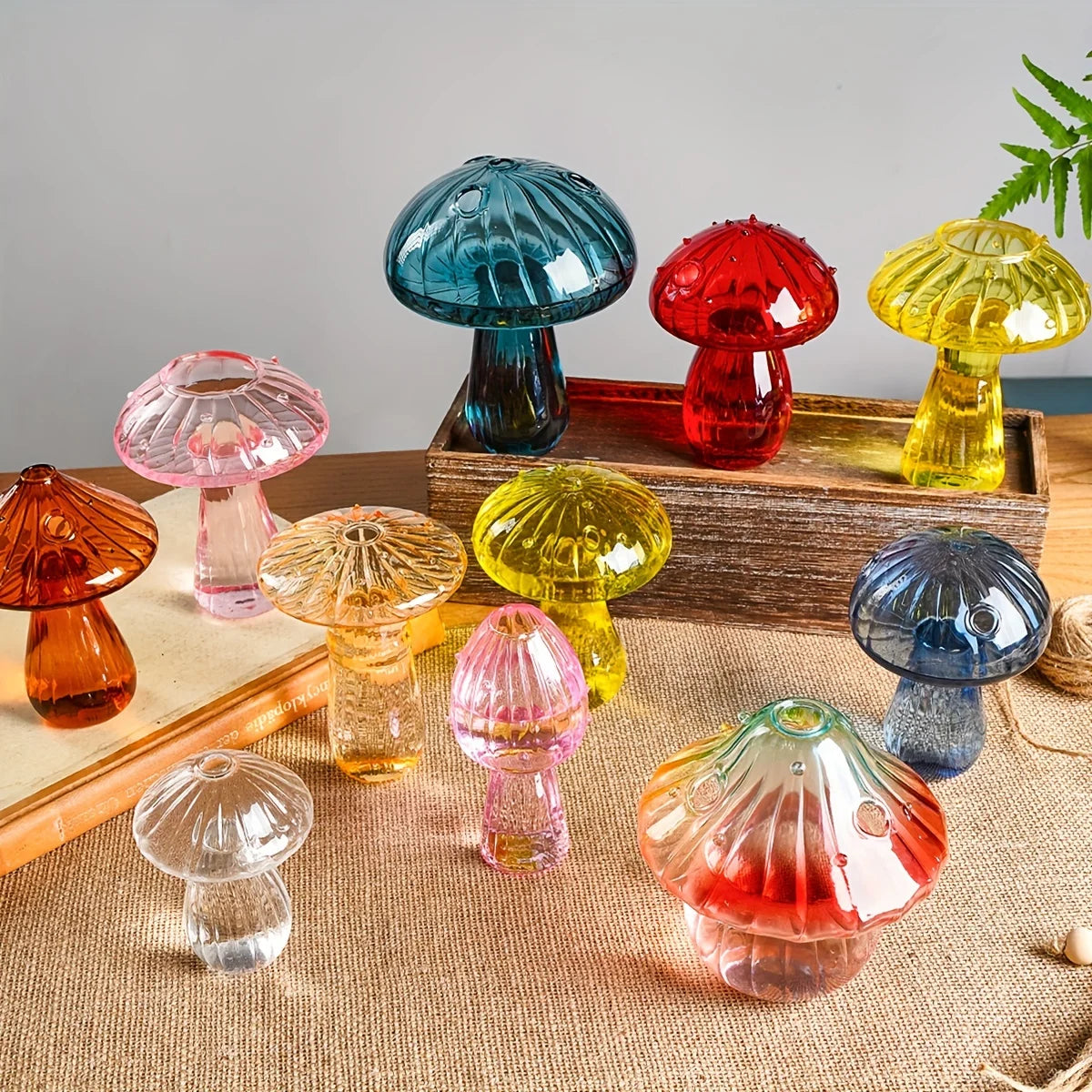 Colorful Mushroom Glass Vase