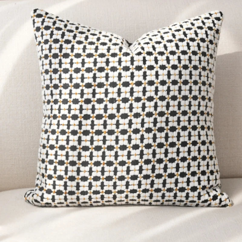 Bohemian Grid Chenille Pillow Cover