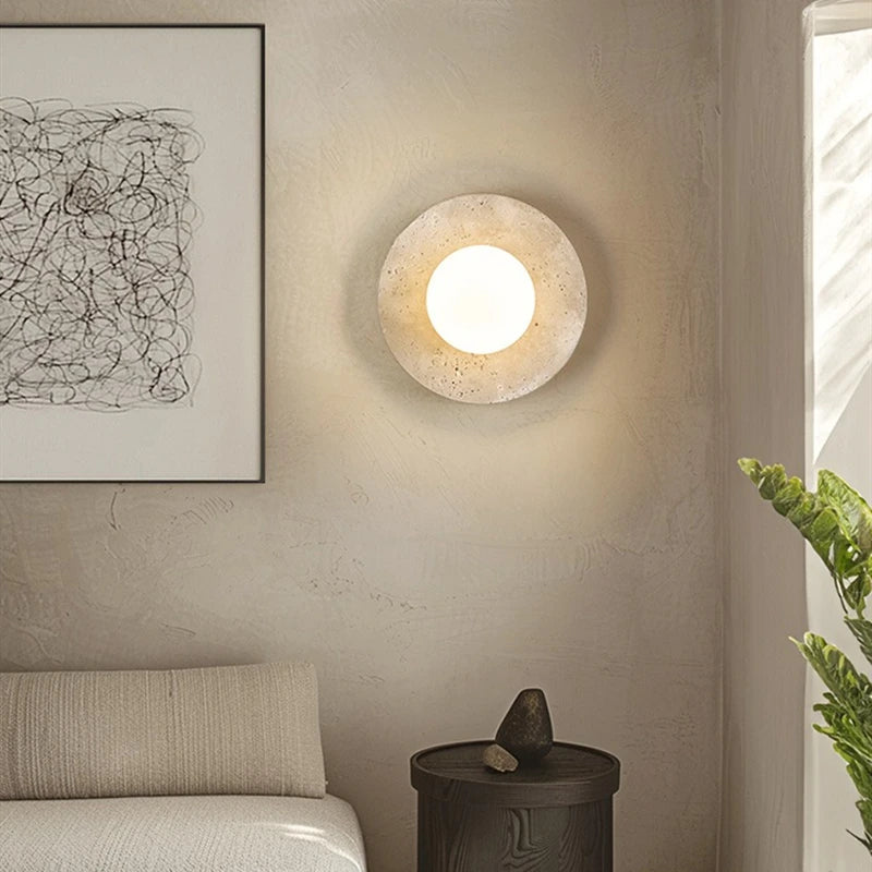 Travertine Glass Dome Wall Sconce