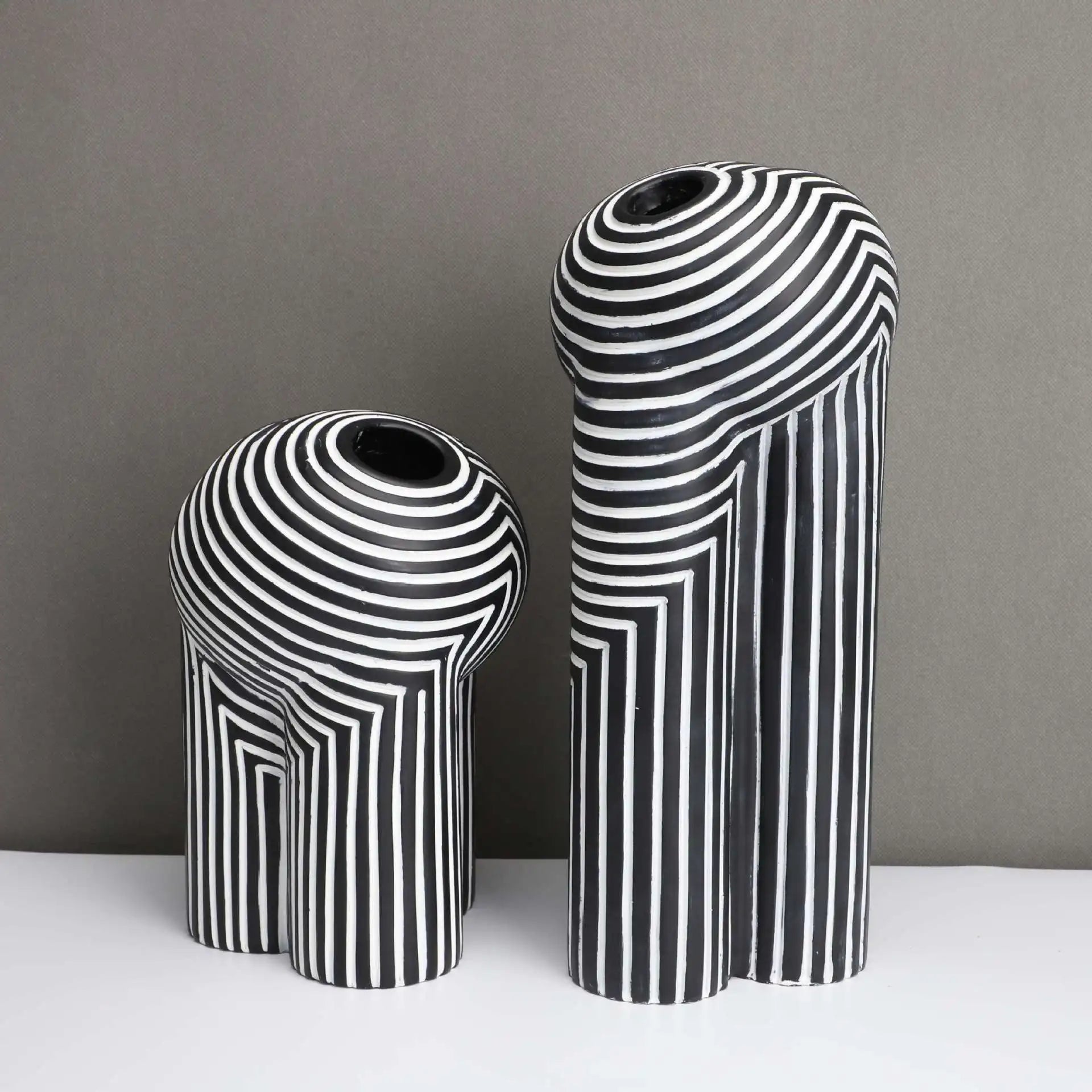 Abstract Striped Resin Vase