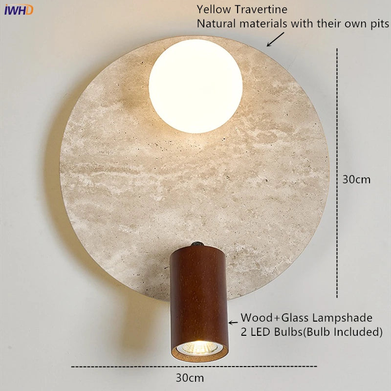 Travertine Glass Dome Wall Sconce