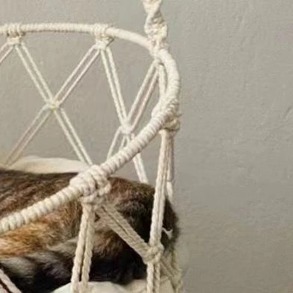 Bohemian Macrame Cat Hammock