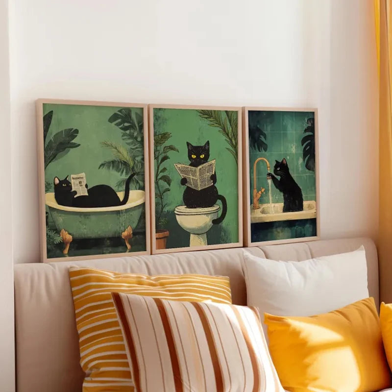 Funny Cat Bathroom Art Print