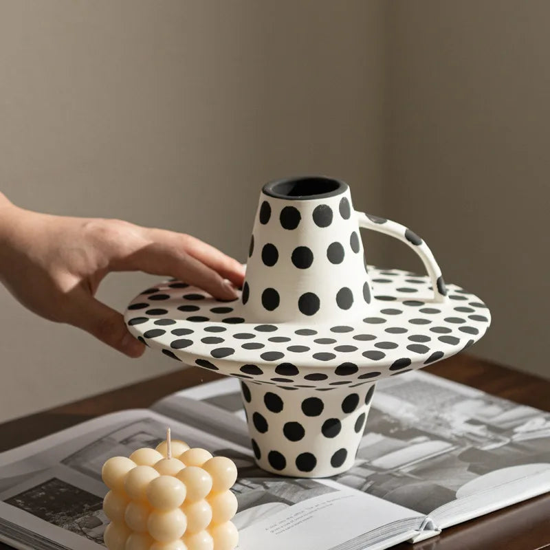 Modern Line Striped Ceramic Vase