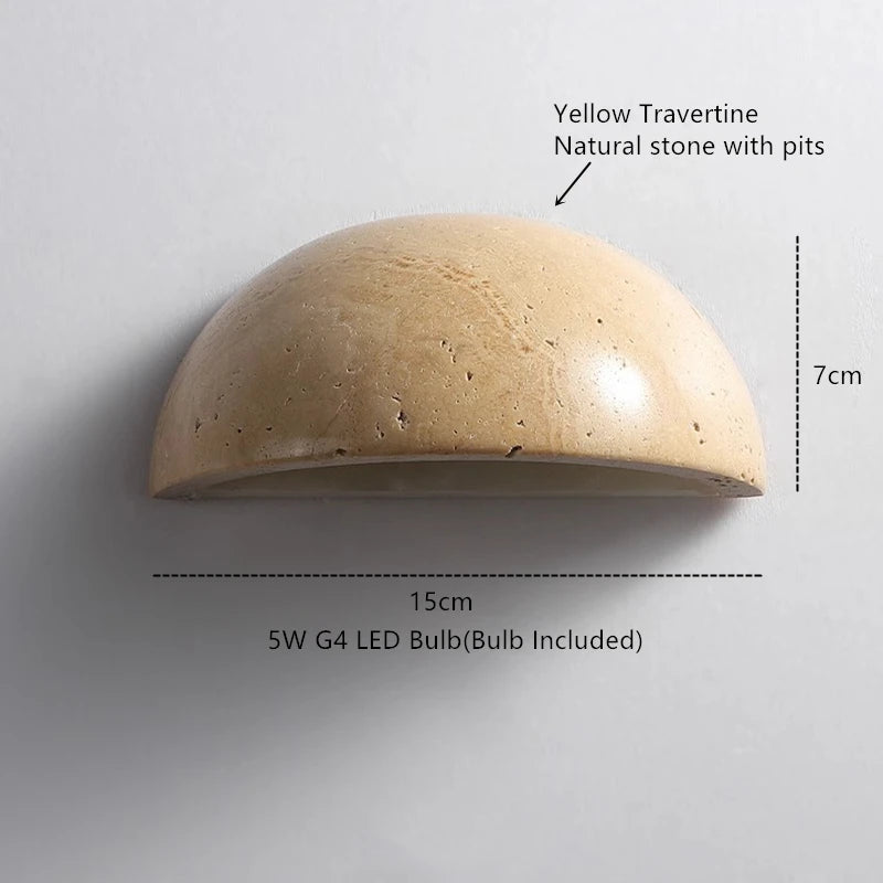 Travertine Glass Dome Wall Sconce