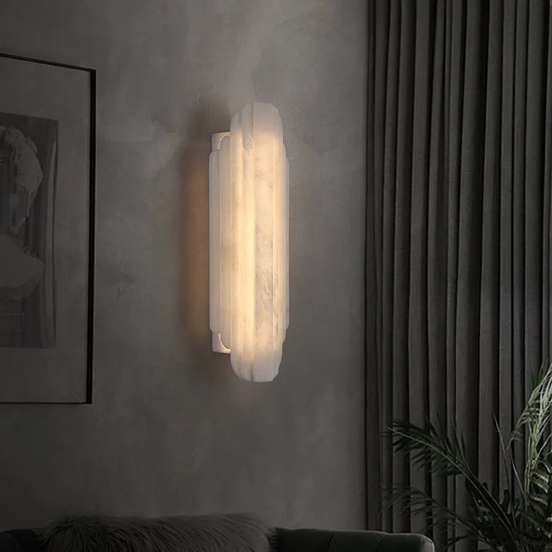 Spanish Alabaster Column Wall Sconce