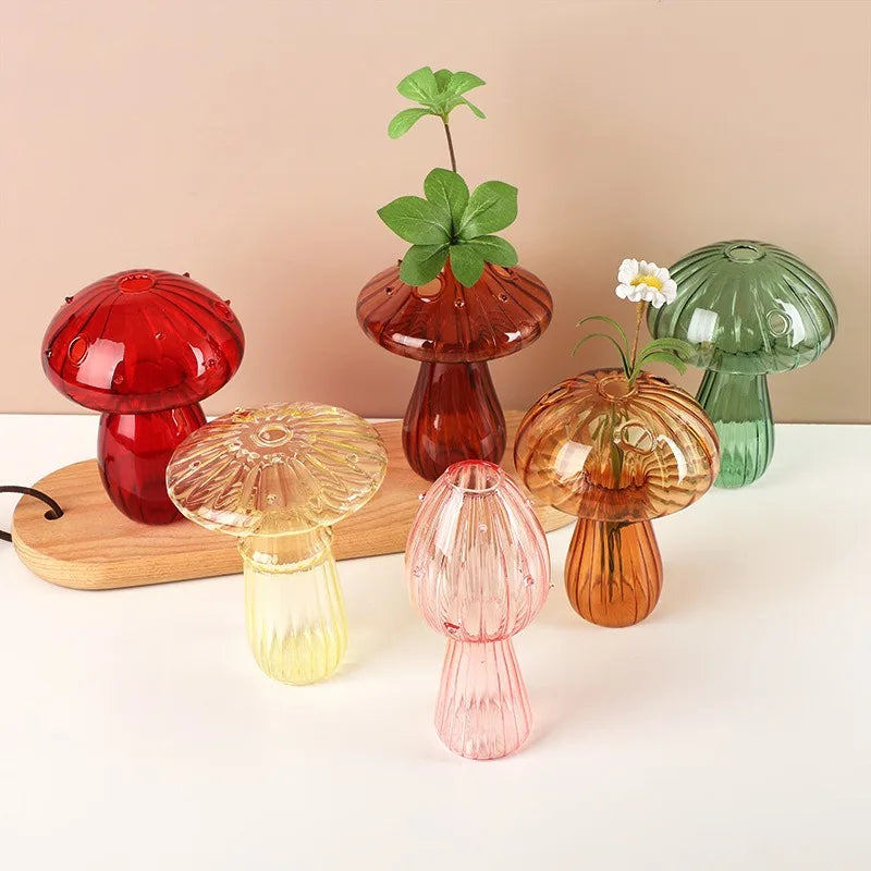 Mushroom Glass Bud Vase
