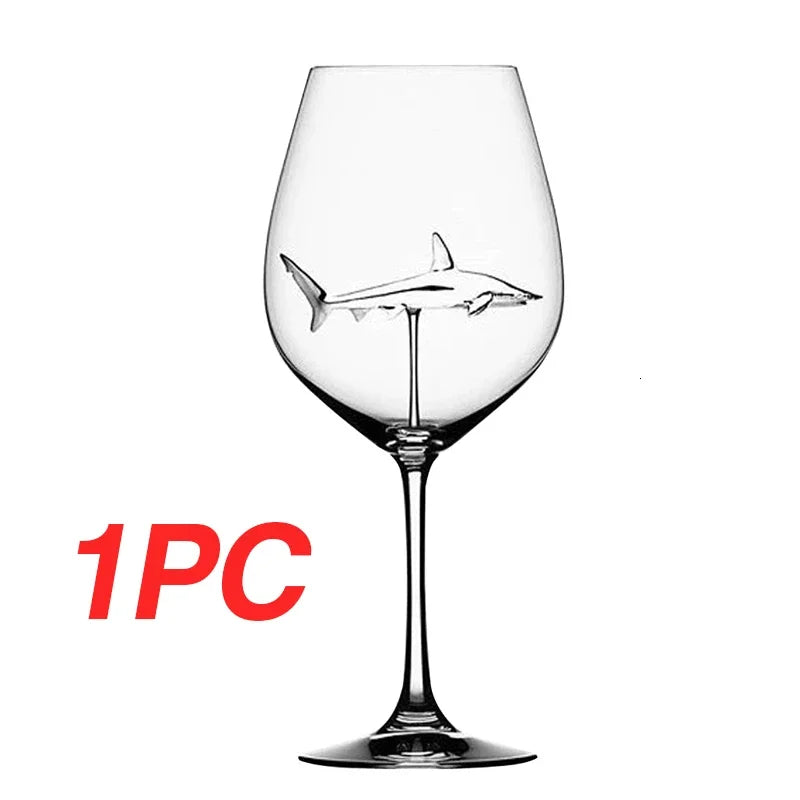 Crystal Shark Wine Glass
