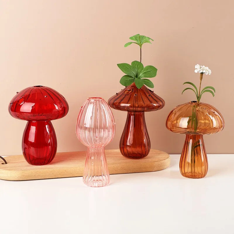 Mushroom Glass Bud Vase