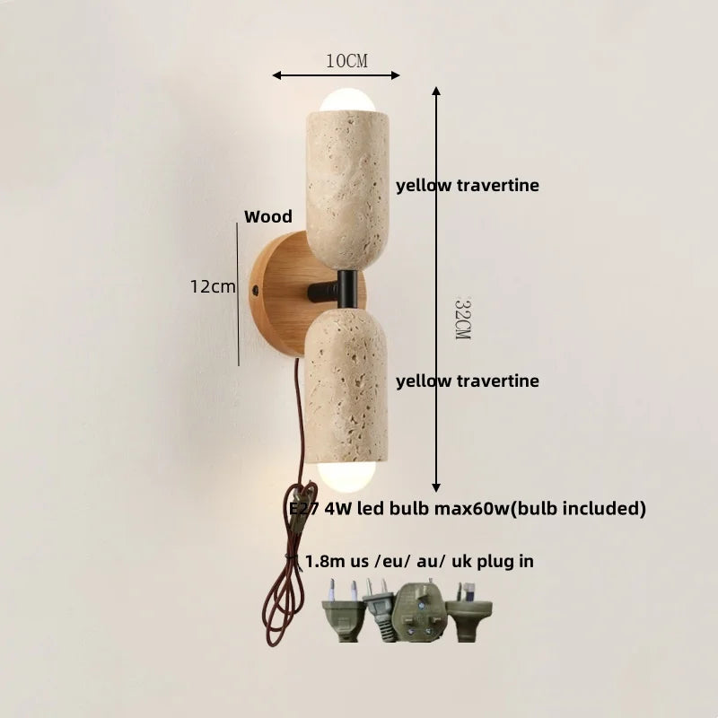Travertine Pull Chain Wall Sconce