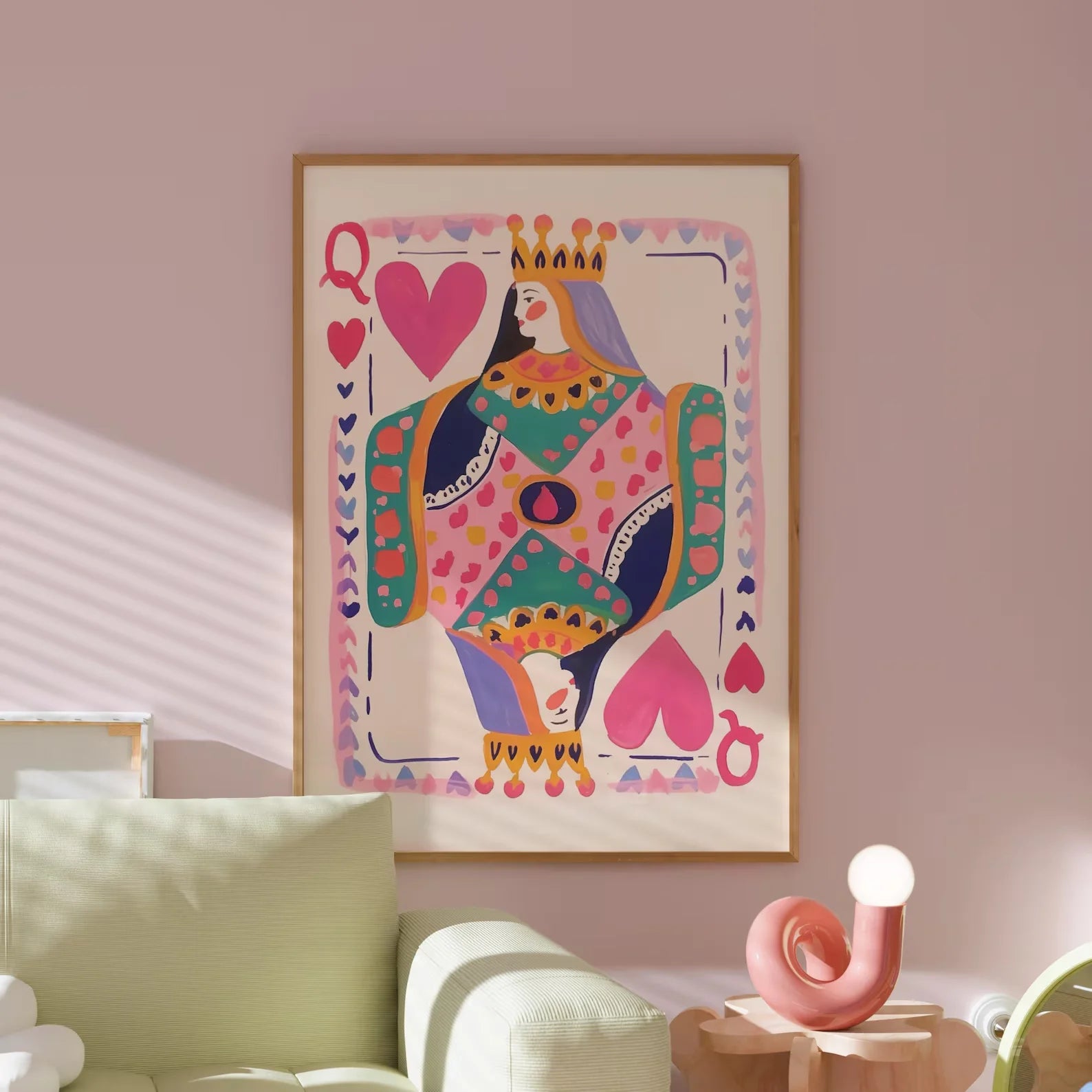 Queen of Hearts Playing Card Art Print
