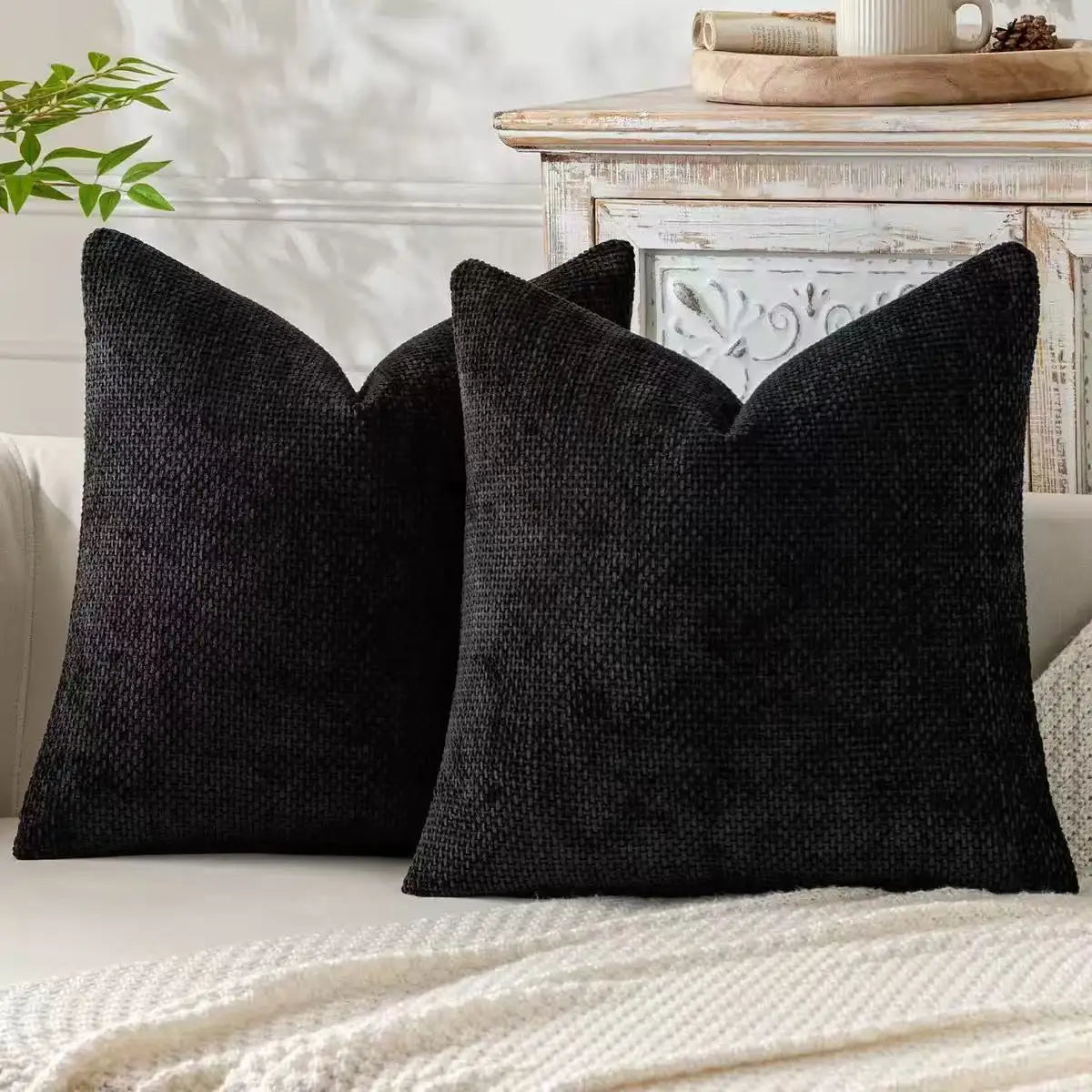 Chenille Knitted Throw Pillow Cover Set