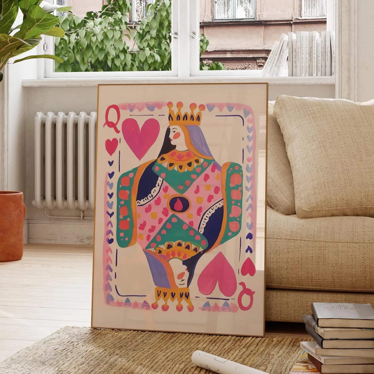 Queen of Hearts Playing Card Art Print