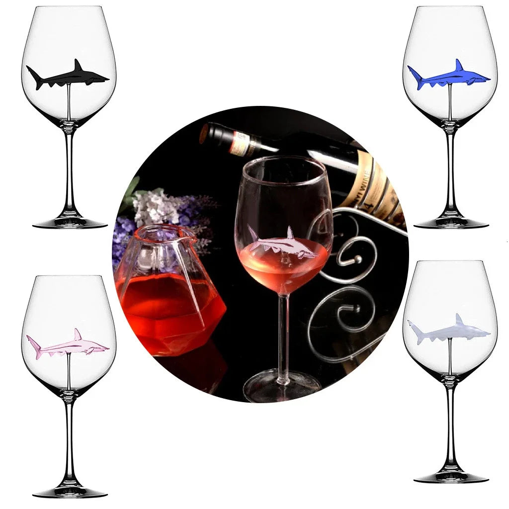 Crystal Shark Wine Glass