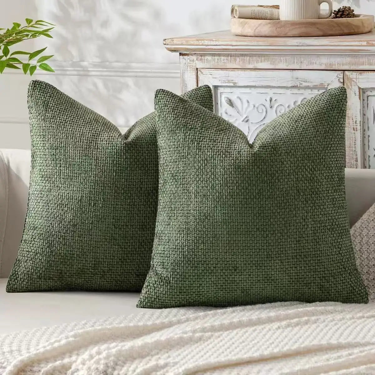 Chenille Knitted Throw Pillow Cover Set