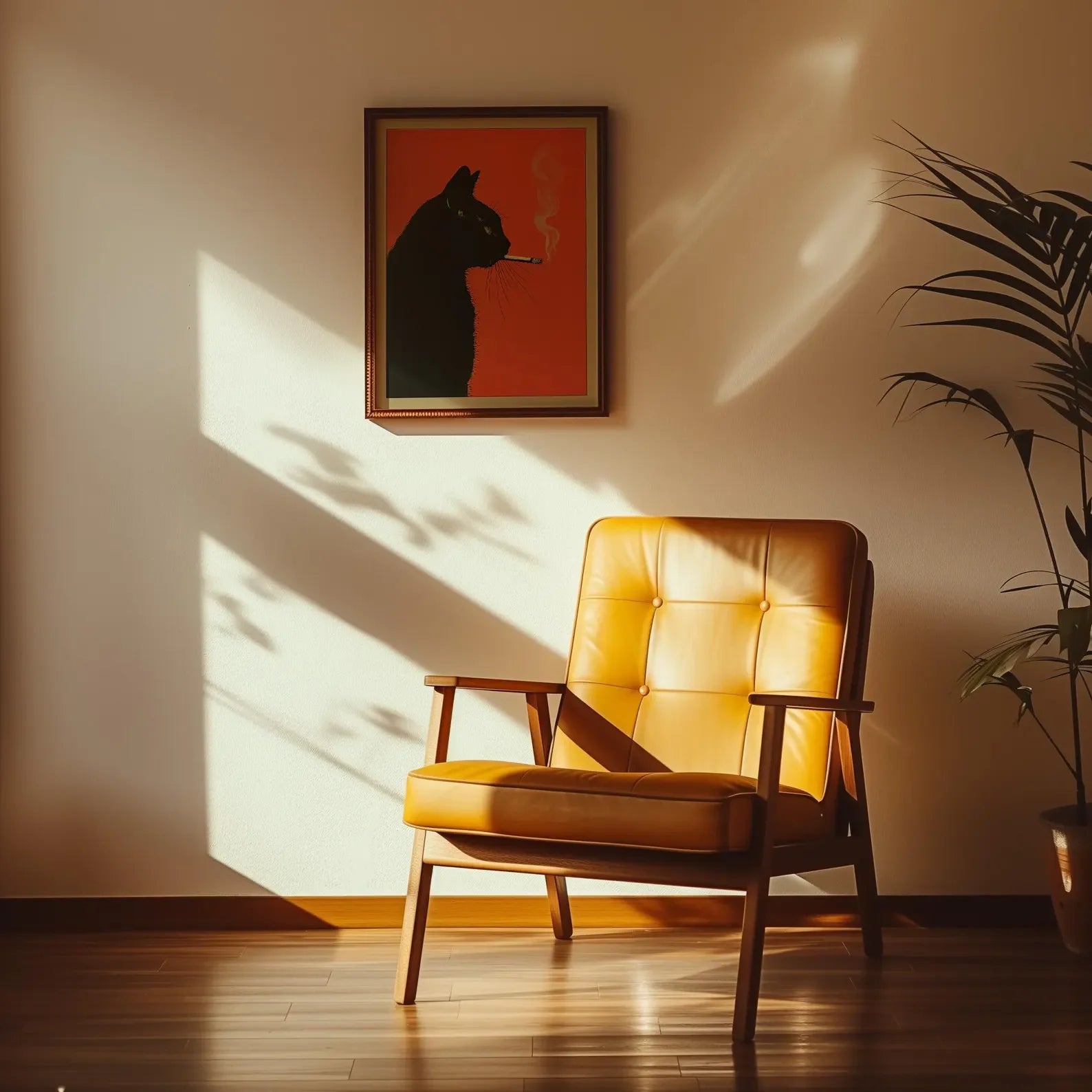 Vintage Black Cat Smoking Art Print