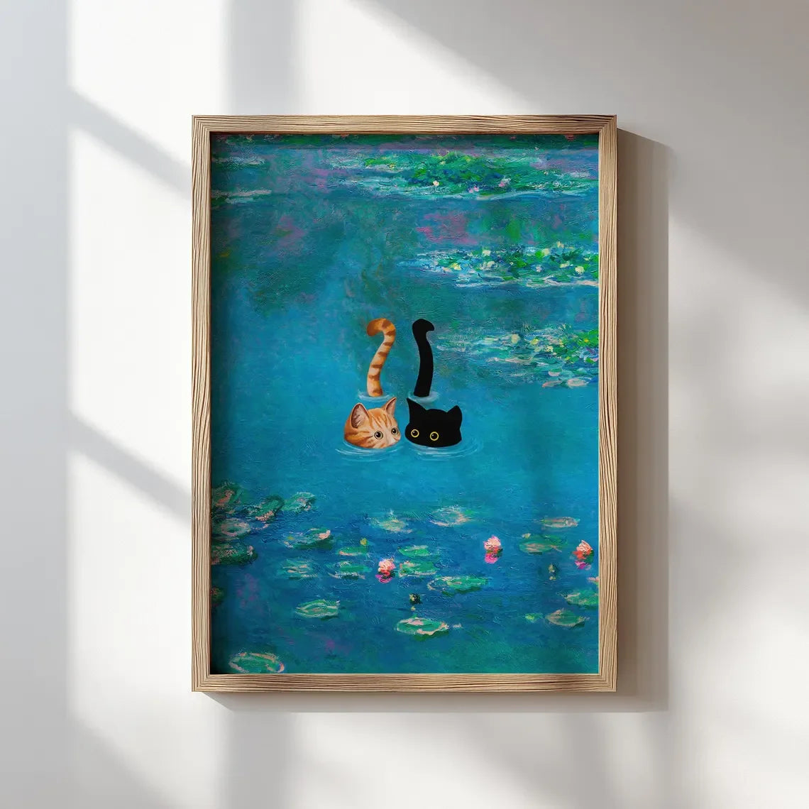 Cats Swimming Monet Parody Art Print