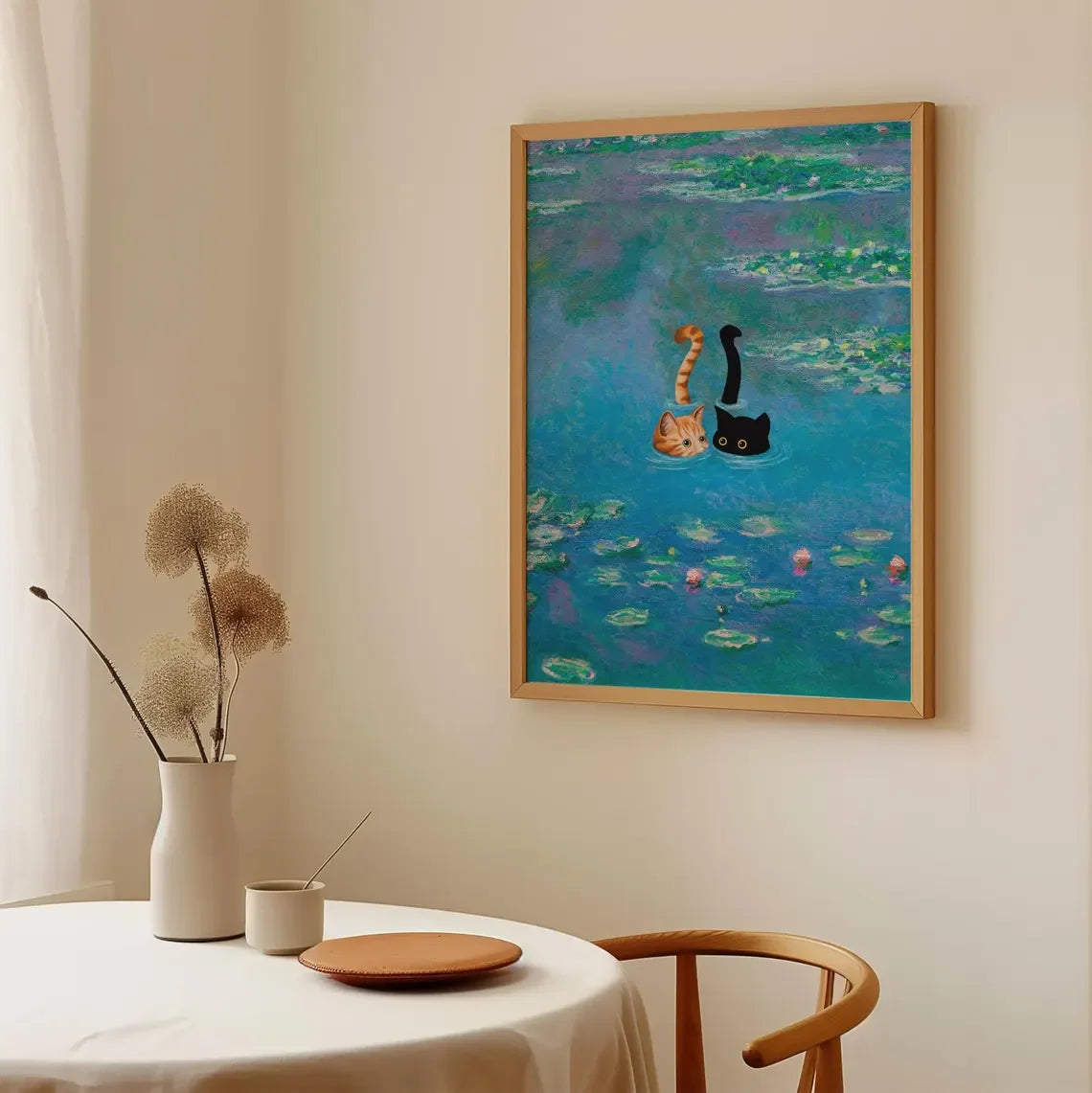 Cats Swimming Monet Parody Art Print