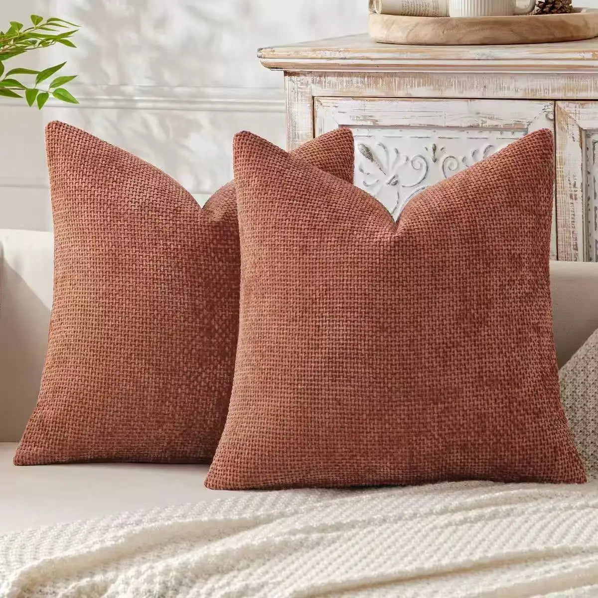Chenille Knitted Throw Pillow Cover Set