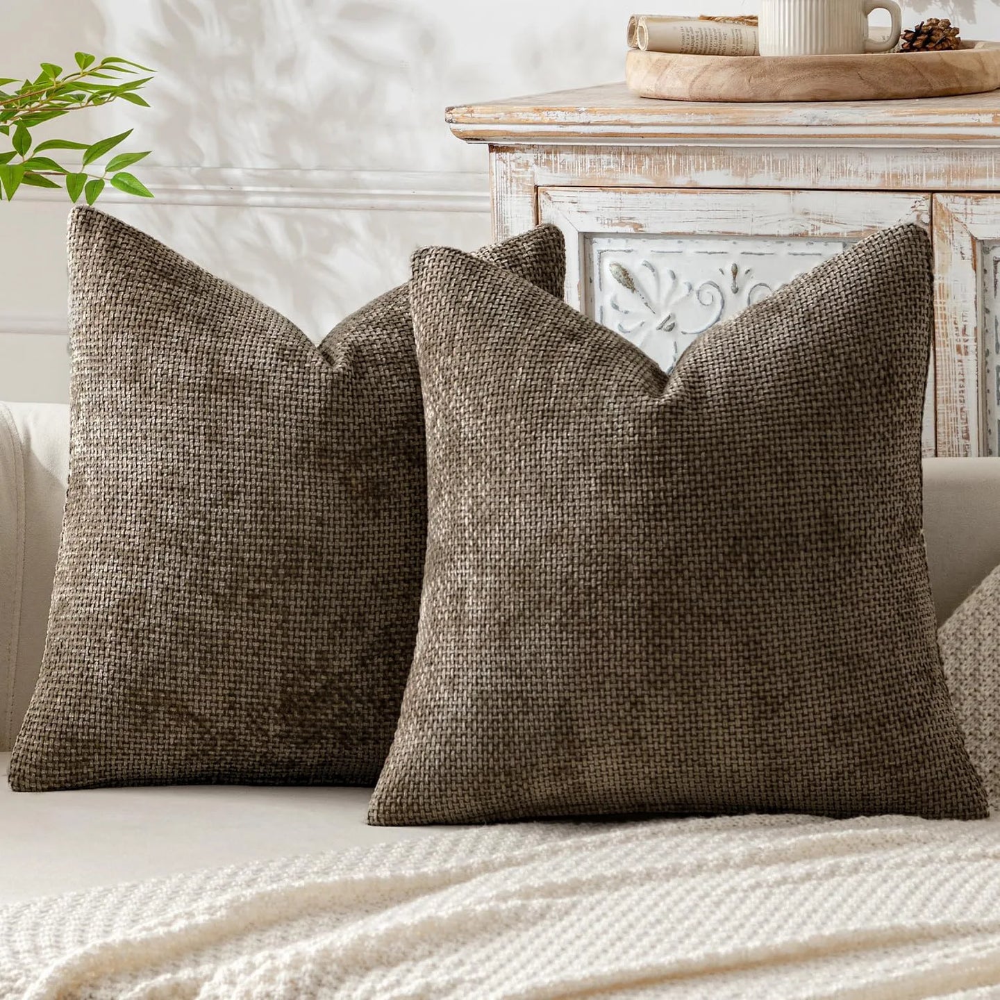 Chenille Knitted Throw Pillow Cover Set