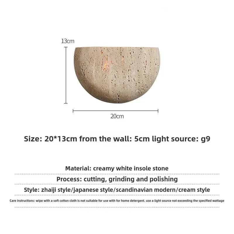 Rustic Stone Wabi-Sabi Wall Sconce