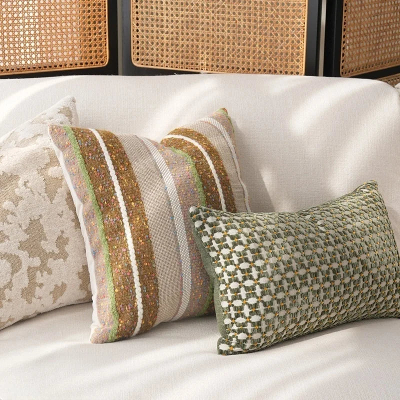 Bohemian Grid Chenille Pillow Cover