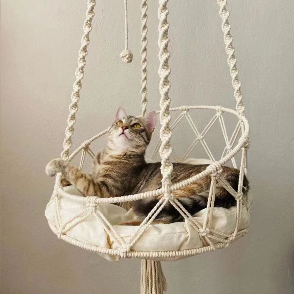 Bohemian Macrame Cat Hammock