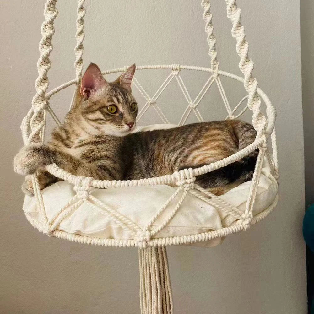 Bohemian Macrame Cat Hammock