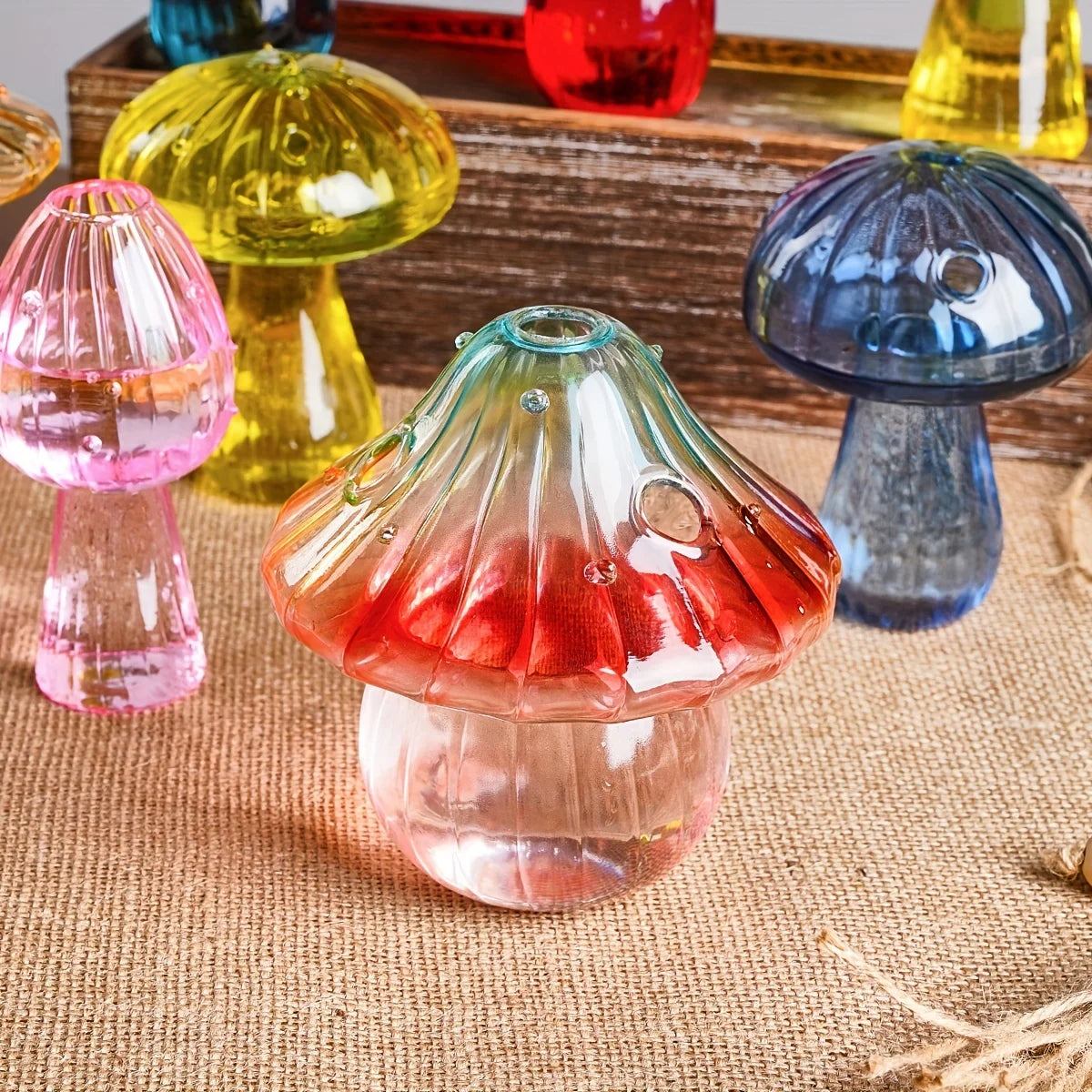 Colorful Mushroom Glass Vase