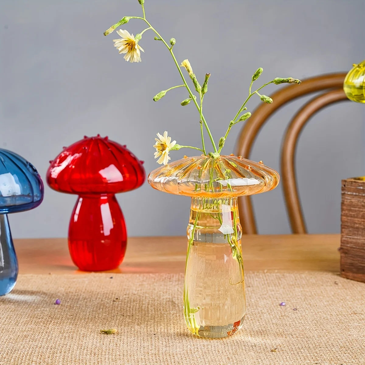 Colorful Mushroom Glass Vase