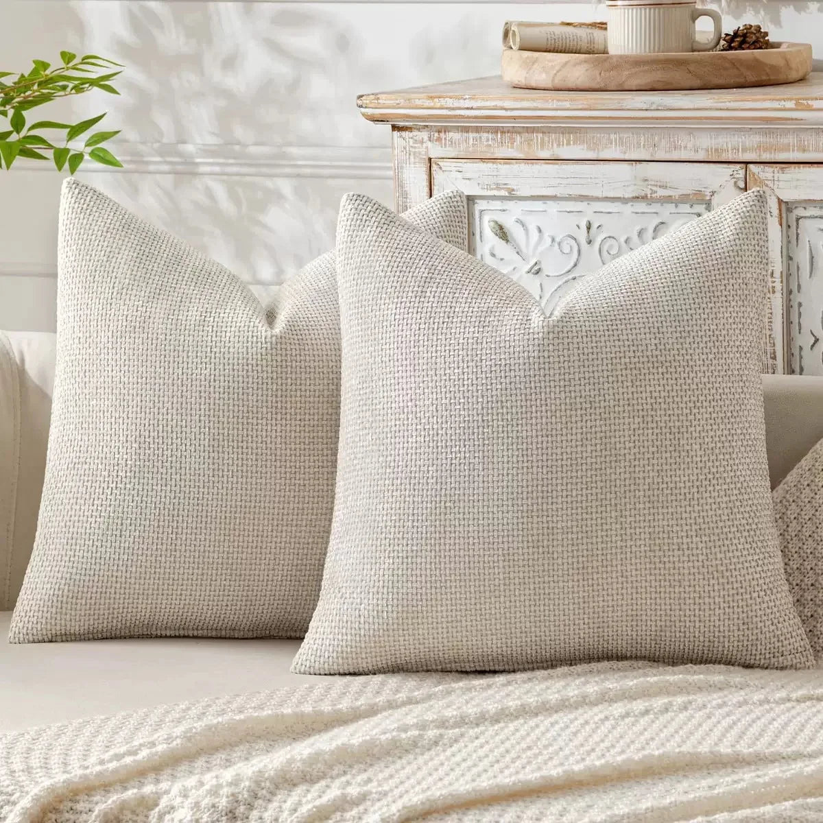 Chenille Knitted Throw Pillow Cover Set