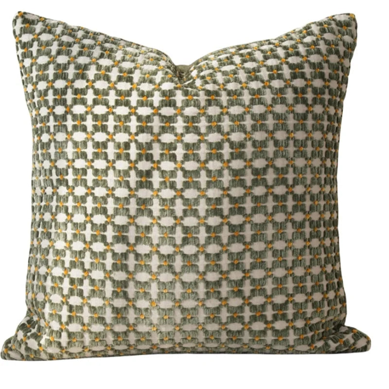 Bohemian Grid Chenille Pillow Cover