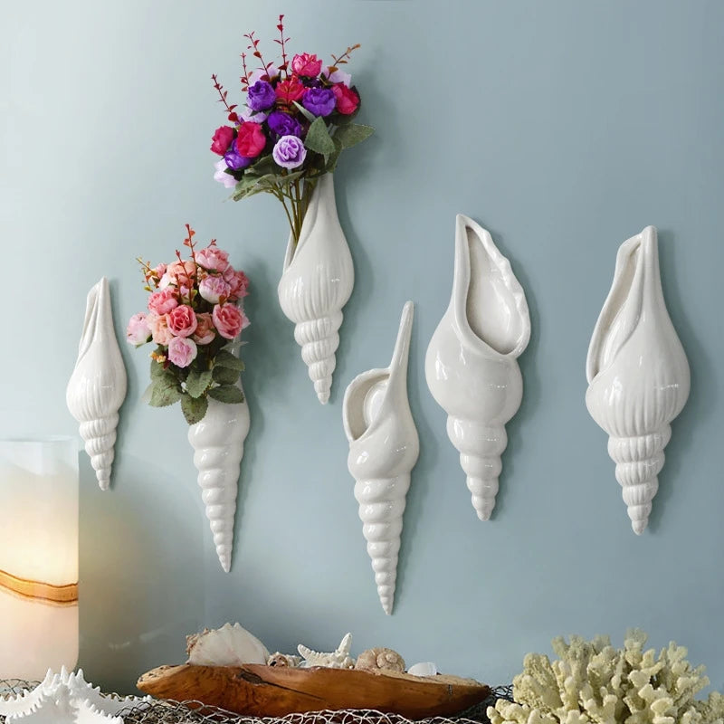 Ceramic Seashell Wall Vase