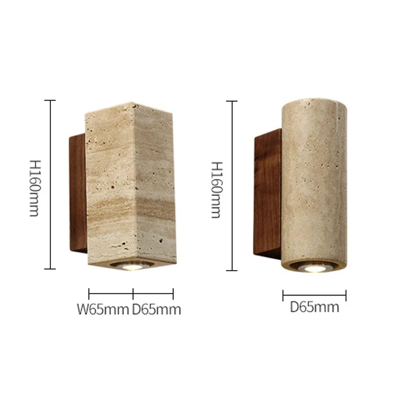 Yellow Travertine LED Wall Sconce
